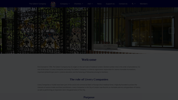 Screenshot of the Salters' Charitable Foundation website