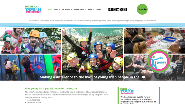 Screenshot of the Irish Youth Foundation (UK) Limited website