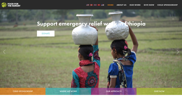 Screenshot of the Food For The Hungry UK website