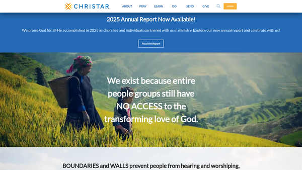 Screenshot of the Christar website