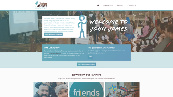 Screenshot of the John James Charitable Trust website