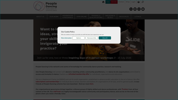 Screenshot of the Foundation For Community Dance website