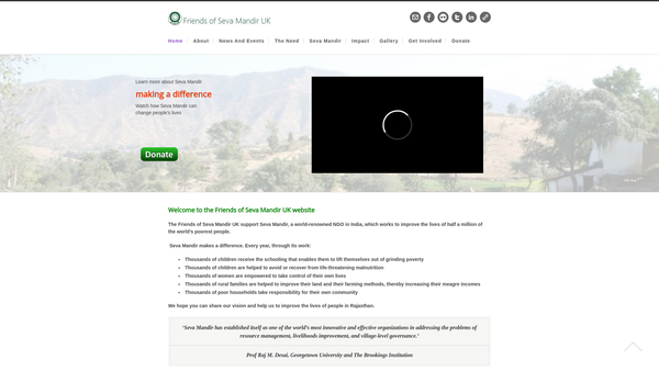 Screenshot of the The Friends Of Seva Mandir website