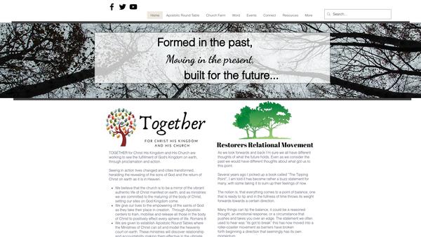 Screenshot of the Together For Christ His Kingdom And His Church website