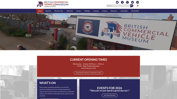 Screenshot of the British Commercial Vehicle Museum Trust website