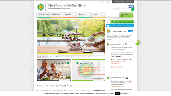 Screenshot of the The Caroline Walker Trust website