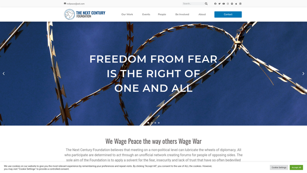 Screenshot of the The Next Century Foundation website
