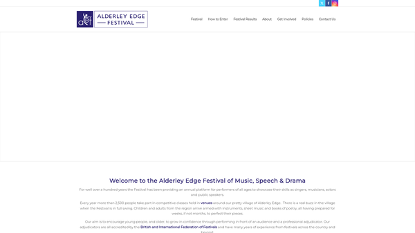 Screenshot of the Alderley Edge Festival website