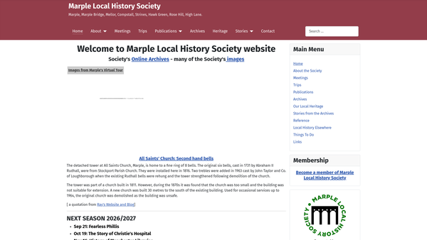 Screenshot of the Marple Local History Society website