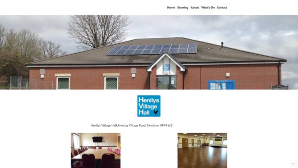 Screenshot of the Henllys Village Hall website