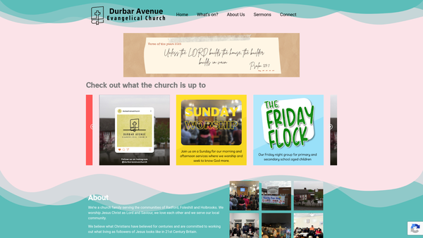 Screenshot of the Durbar Avenue Evangelical Church website