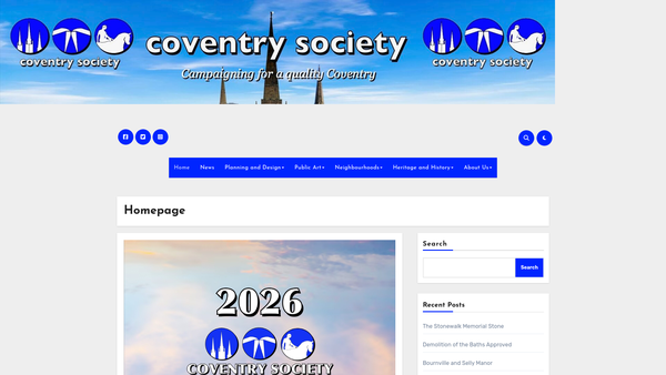Screenshot of the The Coventry Society website