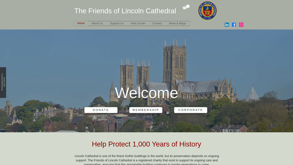 Screenshot of the The Association Of The Friends Of Lincoln Cathedral website