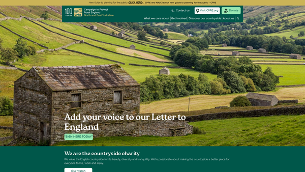 Screenshot of the Campaign To Protect Rural England (County Of North Yorkshire Branch) website