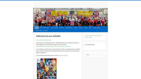 Screenshot of the Formby Choral Society website