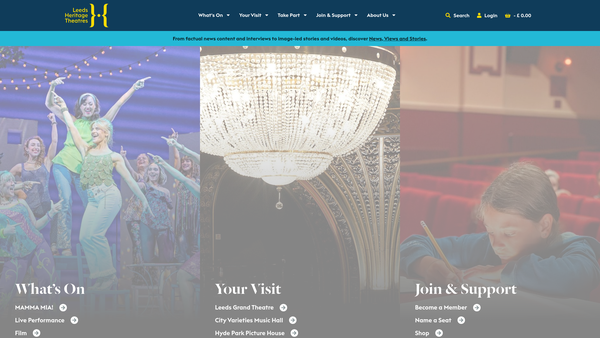 Screenshot of the Leeds Heritage Theatres website