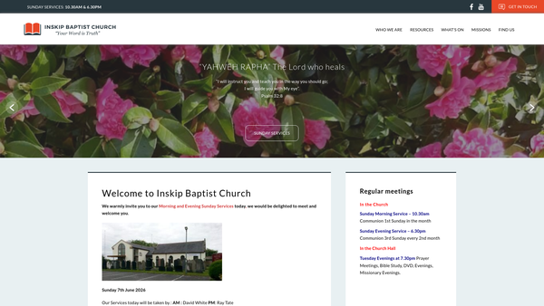 Screenshot of the Inskip Baptist Church website