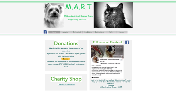 Screenshot of the Midlands Animal Rescue Team website