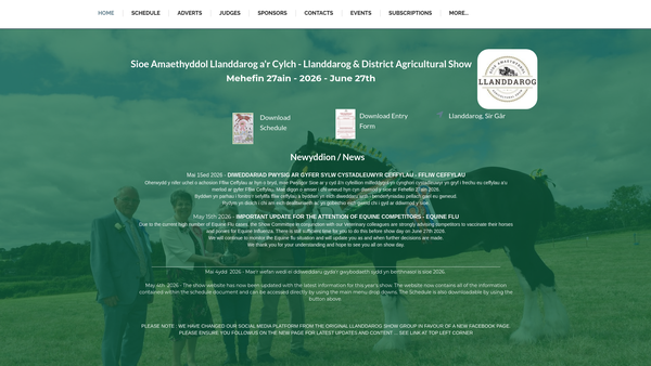 Screenshot of the The Llanddarog And District Agricultural Show Society website