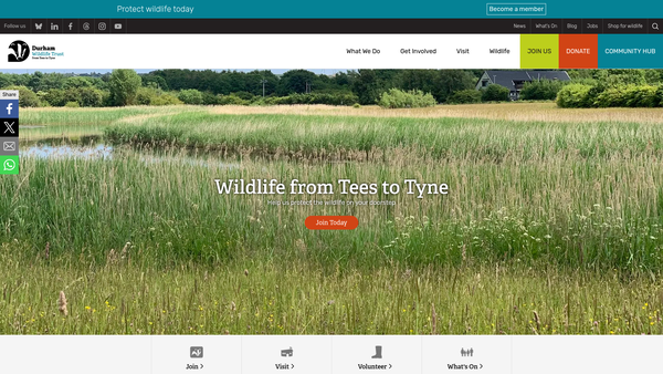 Screenshot of the Durham Wildlife Trust website