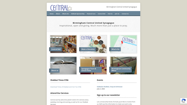 Screenshot of the Trust Property Held In Connexion With The Birmingham Central Synagogue website