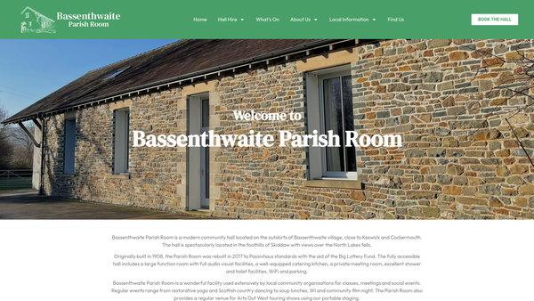 Screenshot of the Bassenthwaite Parish Room website