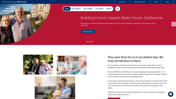 Screenshot of the The Royal Air Forces Association - Barrow In Furness Branch website