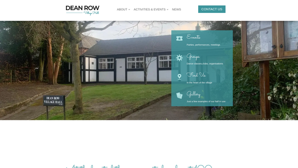 Screenshot of the Dean Row Village Hall website