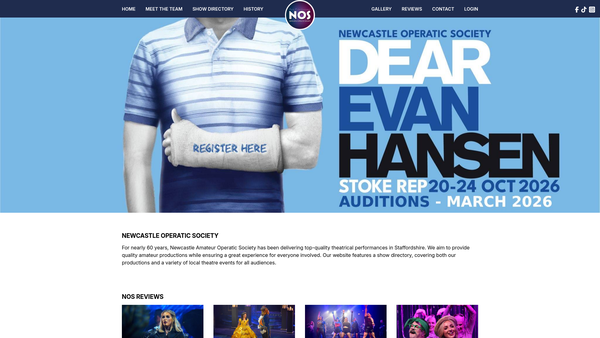 Screenshot of the The Newcastle Amateur Operatic Society website
