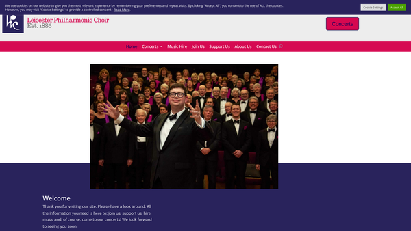 Screenshot of the The Leicester Philharmonic Choir website