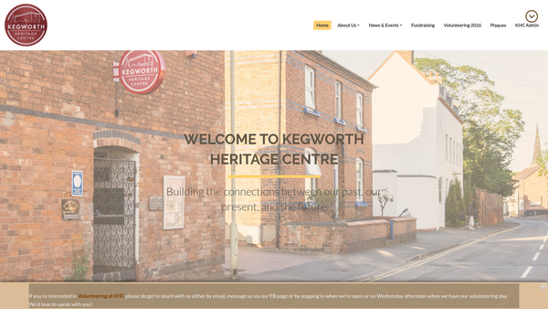 Screenshot of the Kegworth Heritage Centre website