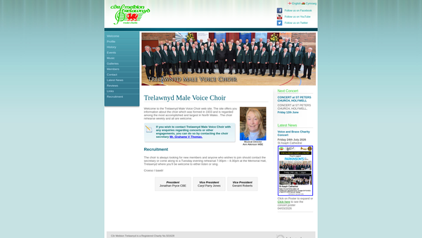 Screenshot of the Cor Meibion Trelawnyd Trelawnyd Male Voice Choir website