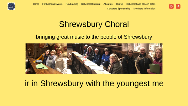 Screenshot of the Shrewsbury Choral Society website