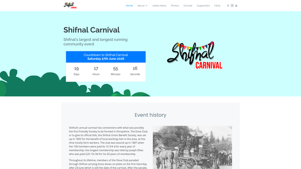 Screenshot of the The Shifnal Carnival Committee website