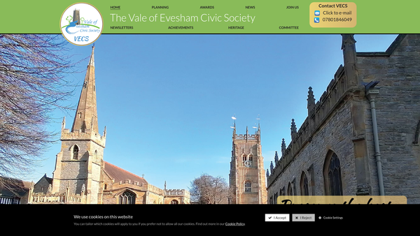 Screenshot of the Vale Of Evesham Civic Society website