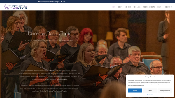 Screenshot of the The Leicester Bach Choir website