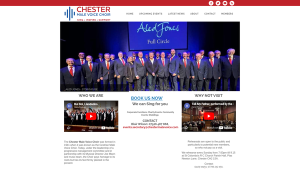 Screenshot of the The City Of Chester Male Voice Choir website