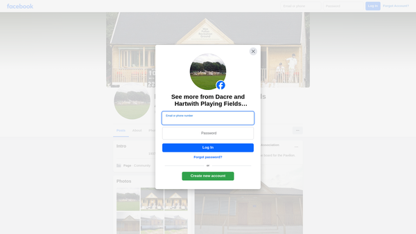 Screenshot of the The Dacre And Hartwith Playing Fields Association website