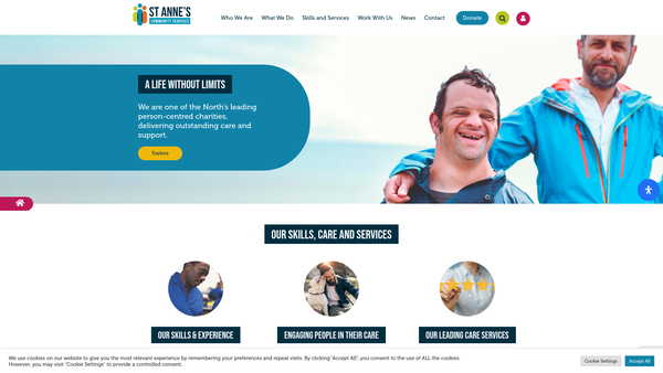 Screenshot of the St Anne's Community Services website