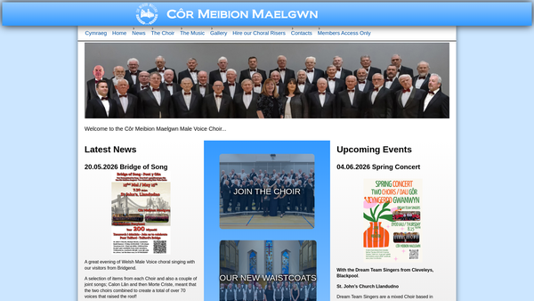 Screenshot of the Cor Meibion Maelgwn/maelgwn Male Voice Choir website