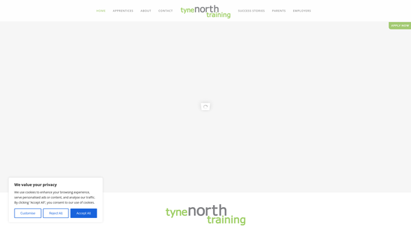Screenshot of the Tyne North Training Limited website