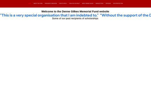 Screenshot of the Denne Gilkes Memorial Fund website