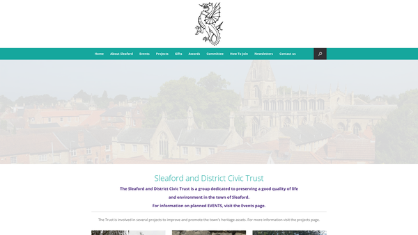 Screenshot of the Sleaford And District Civic Trust website
