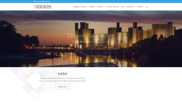 Screenshot of the Caersalem Baptist Church (Caernarfon) website