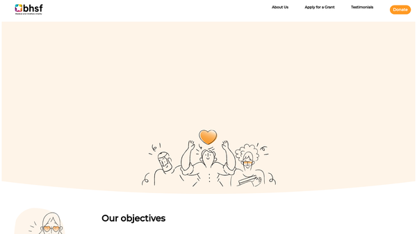 Screenshot of the BHSF Medical and Welfare Charity website
