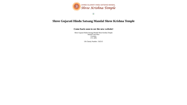 Screenshot of the Shree Gujarati Hindu Satsang Mandal,coventry website