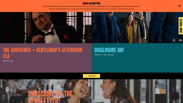 Screenshot of the Tyneside Cinema website