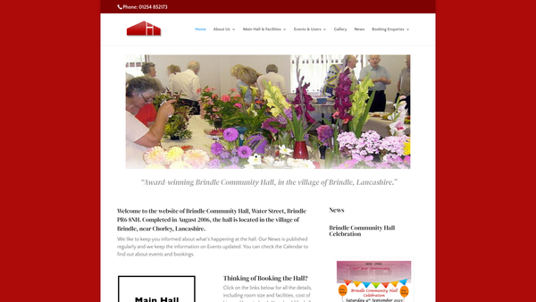 Screenshot of the Brindle Parish Institute website