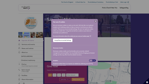 Screenshot of the Church Close website