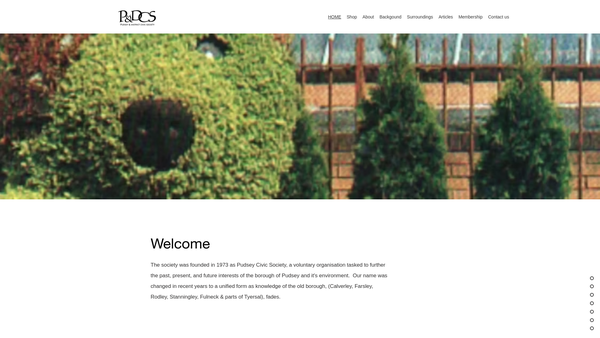 Screenshot of the Pudsey Civic Society website